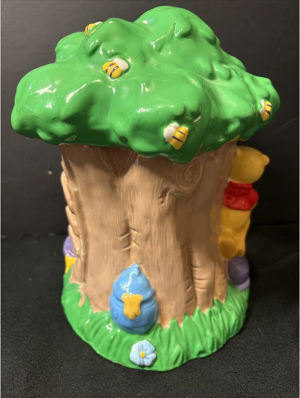 Vintage Disney Ceramic Cookie Jar Winnie The Pooh Luvs Hunny w/ Piglet Great Con